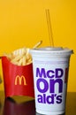 The McDonald`s logo. Royalty Free Stock Photo